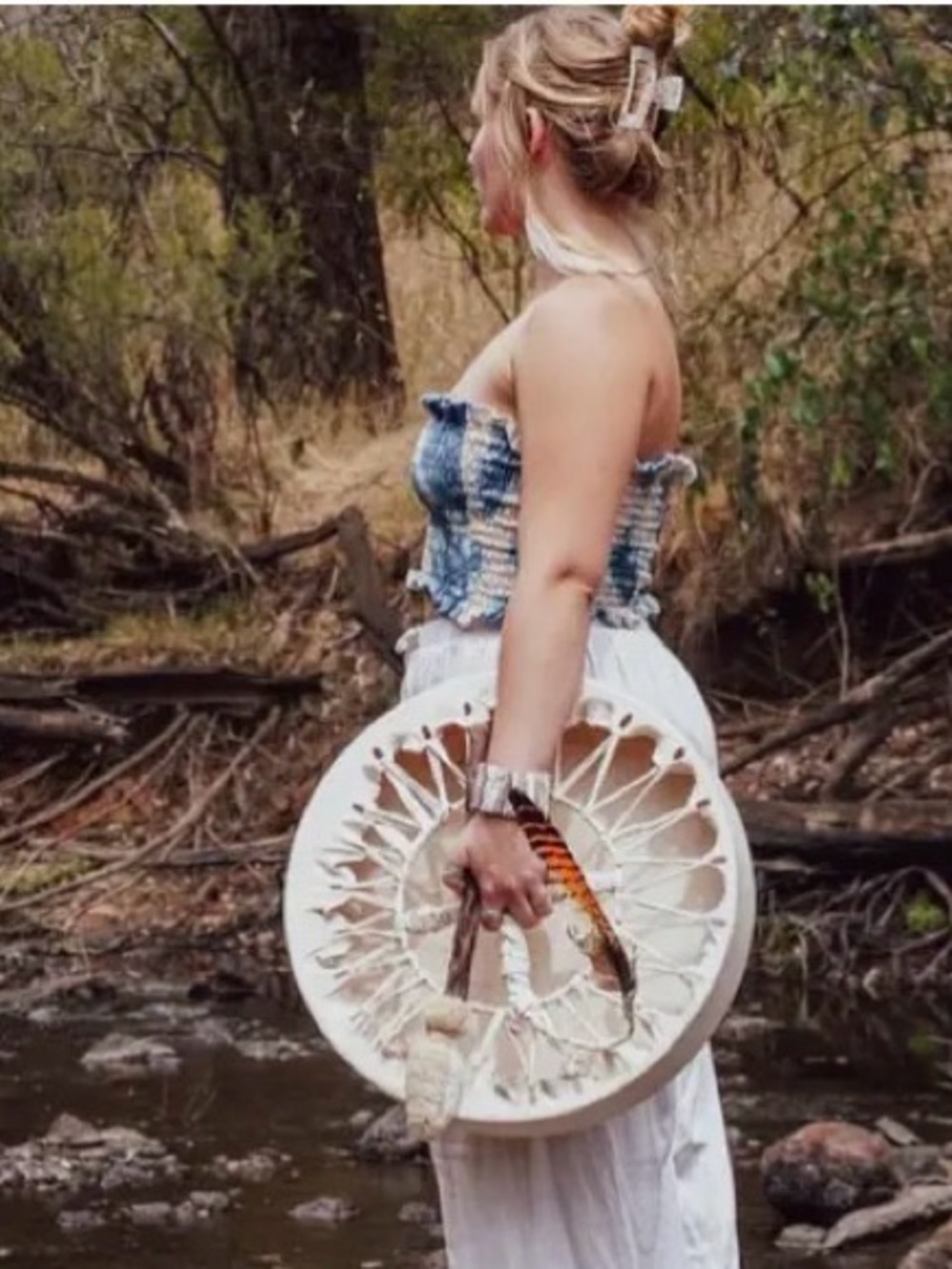 Tie-Dye Smocked Tube Crop Top - Blue